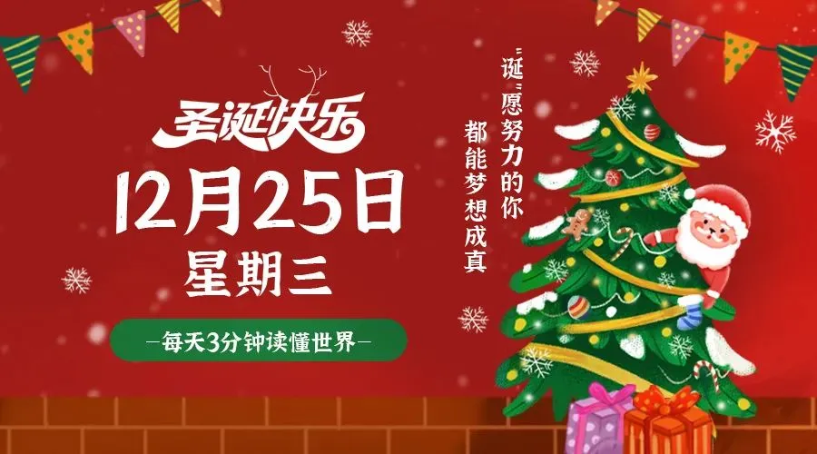 12月25日，农历冬月廿五，星期三!